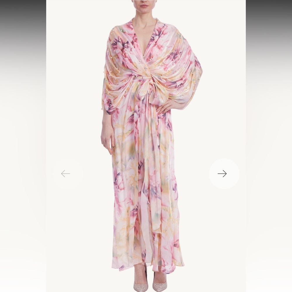 Vintage “Badgley Mischka” flowy shirred 80s/20s style billowy chiffon dress - Picture 9 of 9